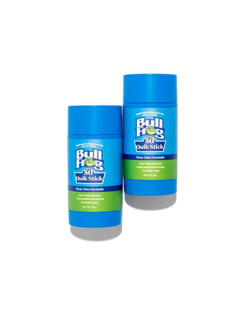 
                  
                    Quik Stick Face Sunscreen SPF 50 | Broad Spectrum Moisturizing UVA/UVB, Bullfrog 2 pack
                  
                