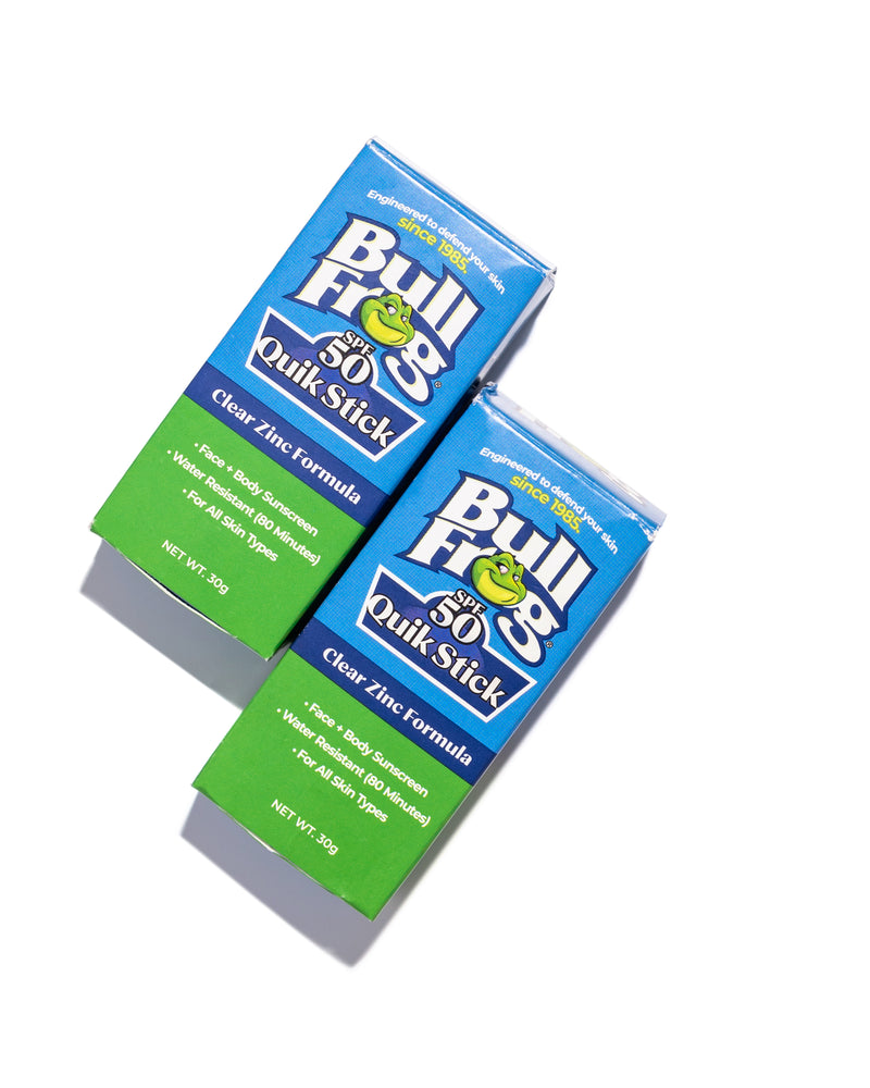 
                  
                    Quik Stick Face Sunscreen SPF 50 | Broad Spectrum Moisturizing UVA/UVB, Bullfrog 2 pack
                  
                