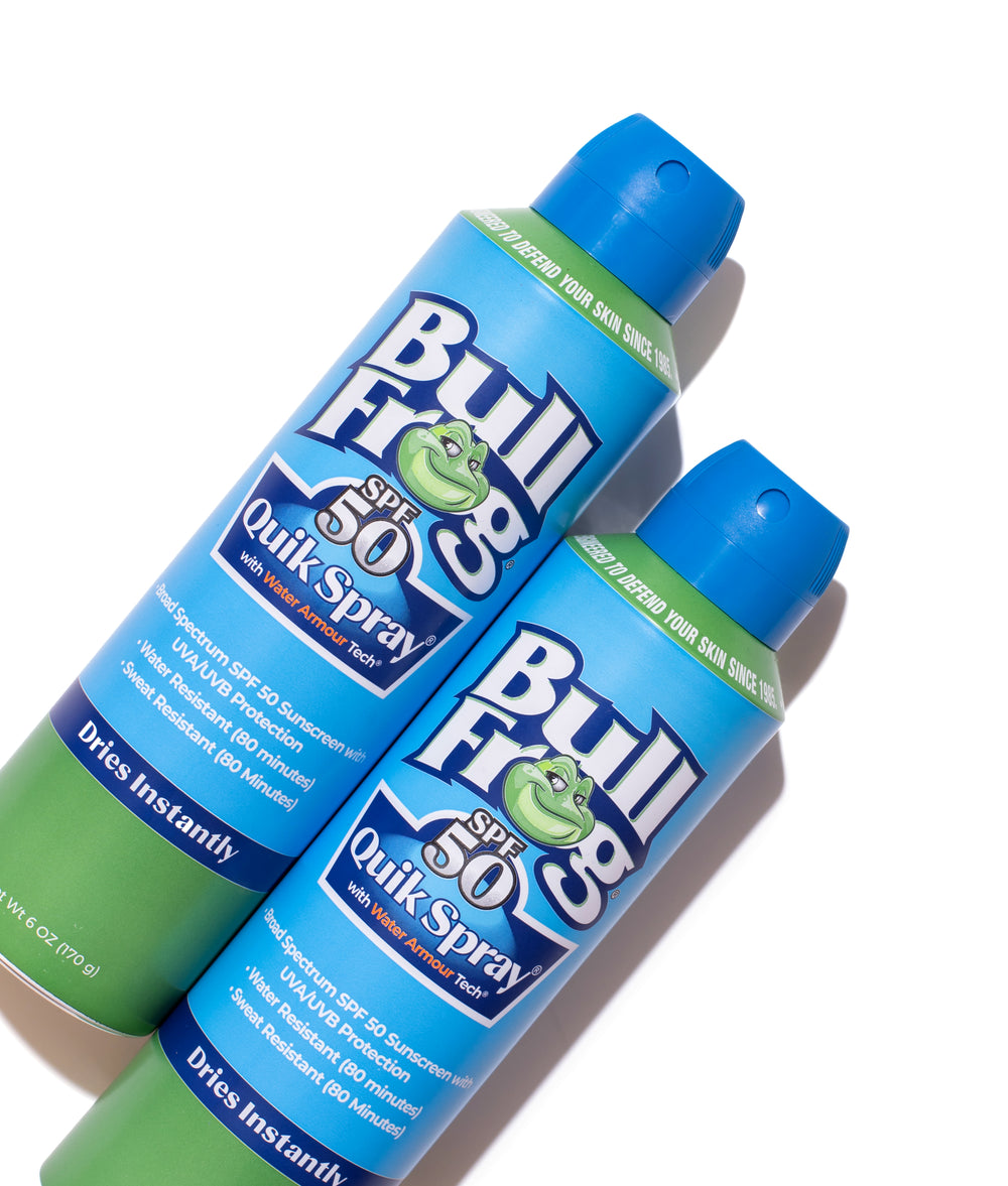 Bullfrog Quik Spray Sunscreen SPF 50 Broad Spectrum UVA UVB 2 pack Bullfrog Sunscreen Insect Repellent