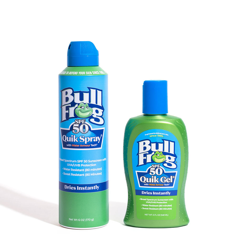 Bullfrog Quik Spray Quik Gel Broad Spectrum Sunscreen SPF 50 2 pack Bullfrog Sunscreen Insect Repellent